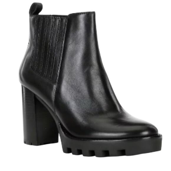 Antonio Melani Pascal Leather Gore Detailed Lug Sole Platform Booties Size 9.5 - Picture 2 of 7